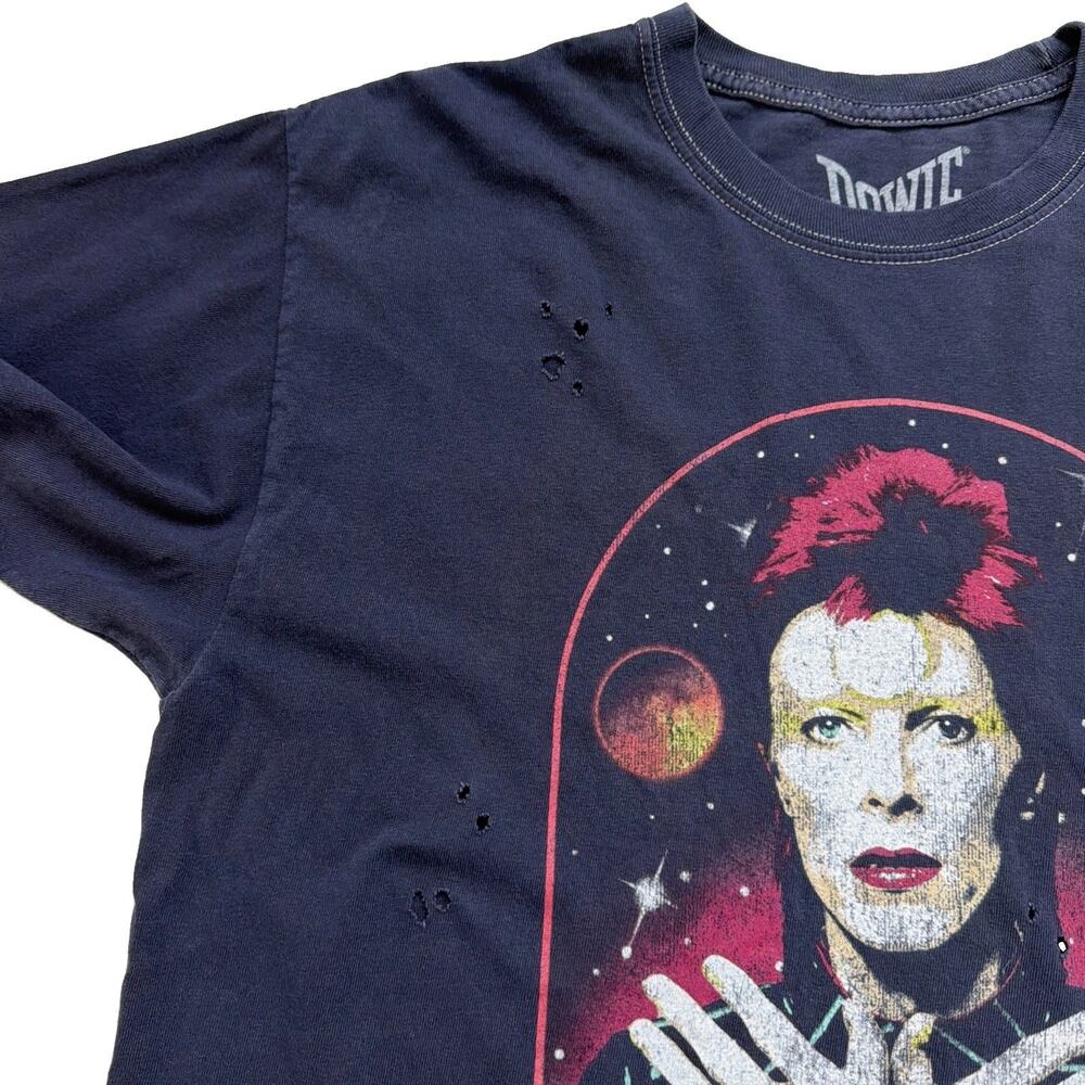 David Bowie T-Shirts Bundle Of 2 Womens Large Black Blue Distressed Casual Rock - Picture 9 of 12